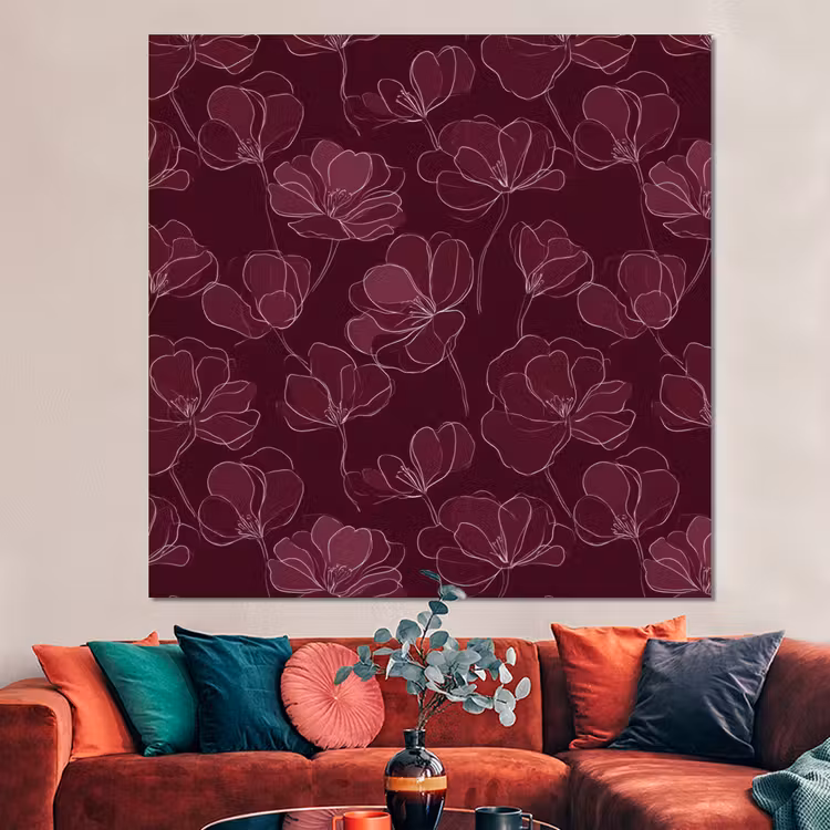 Forex - Bloemen - Patroon - Bordeauxrood — 3