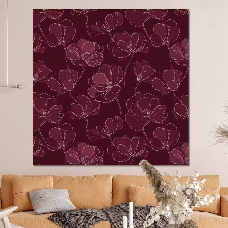 Forex - Bloemen - Patroon - Bordeauxrood — 4