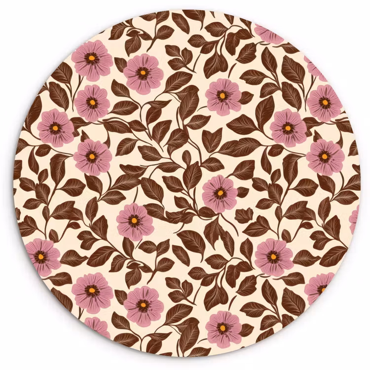Muurcirkel - Bloemen - Bladeren - Kleurrijk