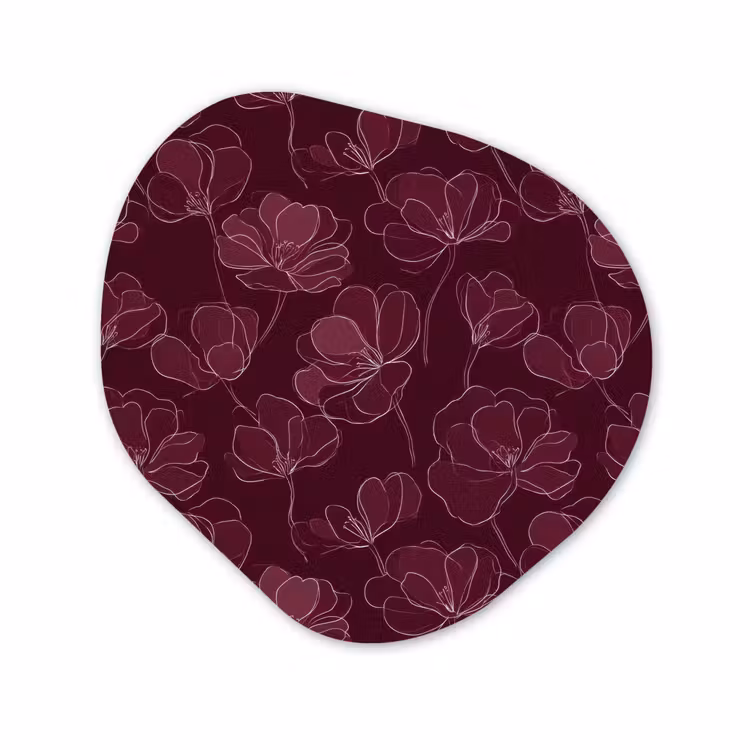 Organische schilderij - Aluminium - Bloemen - Patroon - Bordeauxrood