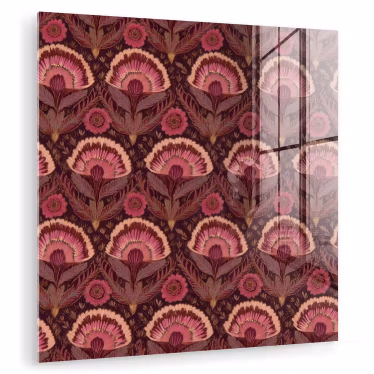 Glas schilderij - Antiek - Bloemen - Kleurrijk