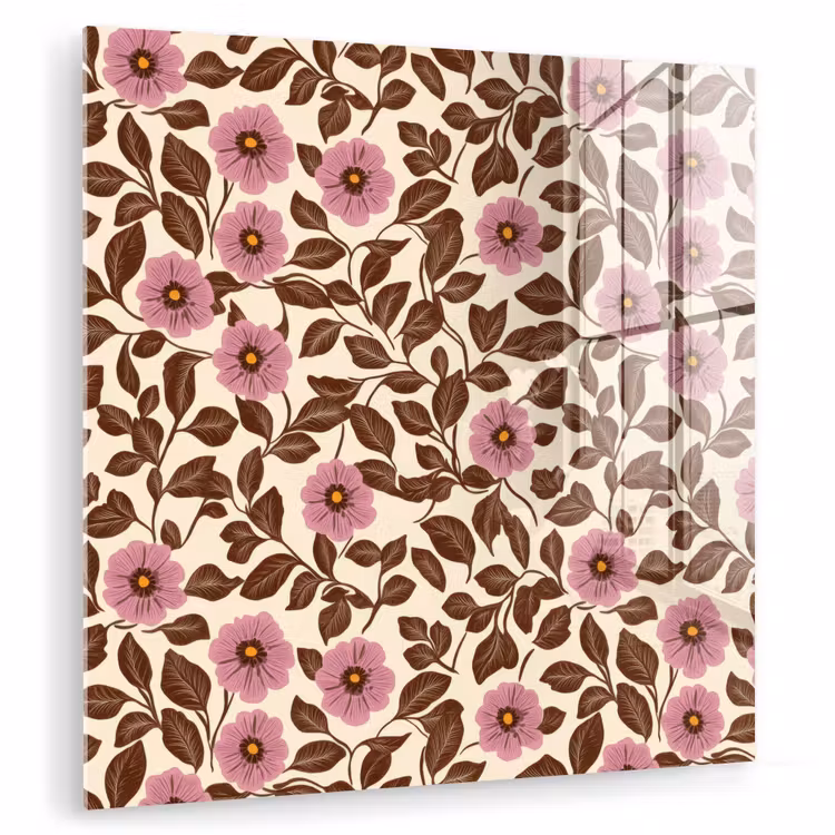 Glas schilderij - Bloemen - Bladeren - Kleurrijk