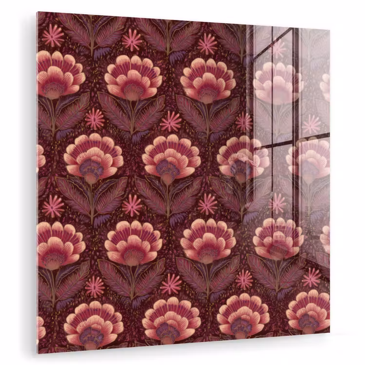 Glas schilderij - Bloemen - Waaier - Paars