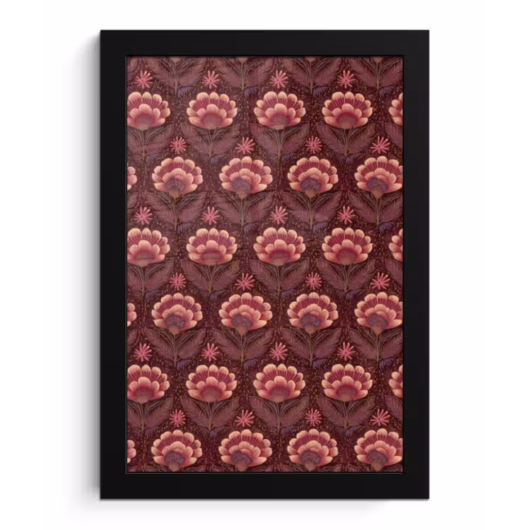 Poster met lijst - Bloemen - Waaier - Paars