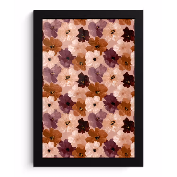 Poster met lijst - Bloemen - Abstract - Aardetinten