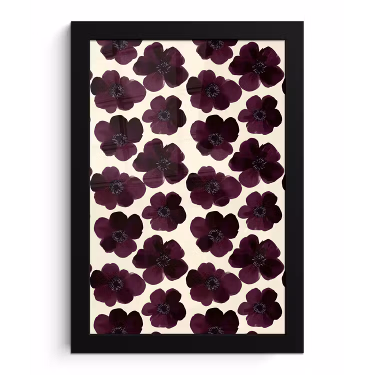 Poster met lijst - Bloemen - Aquarel - Paars