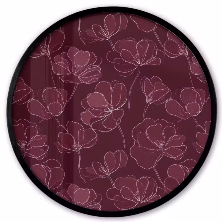 Ronde fotolijst - Bloemen - Patroon - Bordeauxrood