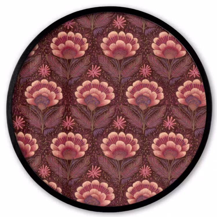 Ronde fotolijst - Bloemen - Waaier - Paars