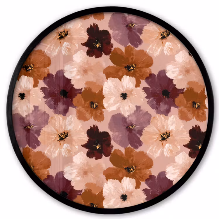 Ronde fotolijst - Bloemen - Abstract - Aardetinten