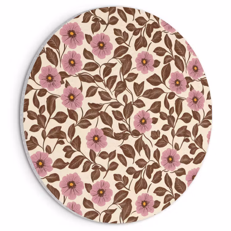 Akoestisch schilderij rond - Bloemen - Bladeren - Kleurrijk