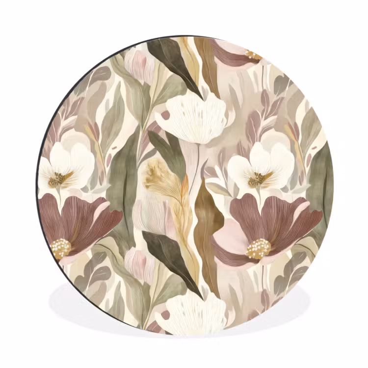 Wandcirkel - Aluminium - Bloemen - Aquarel - Kleurrijk