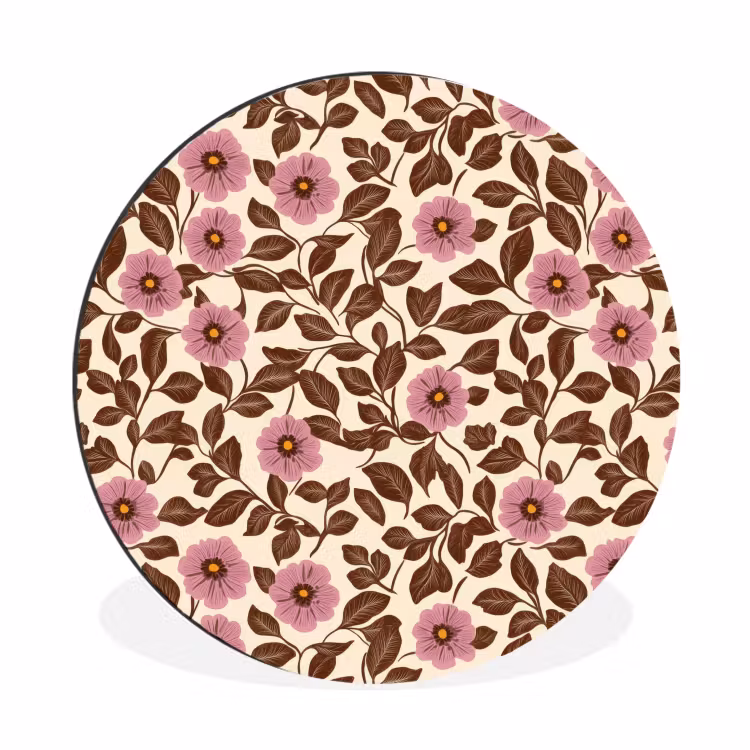 Wandcirkel - Aluminium - Bloemen - Bladeren - Kleurrijk