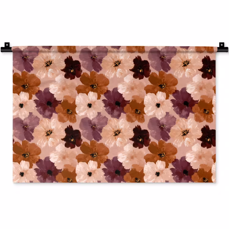 Wandkleed - Bloemen - Abstract - Aardetinten
