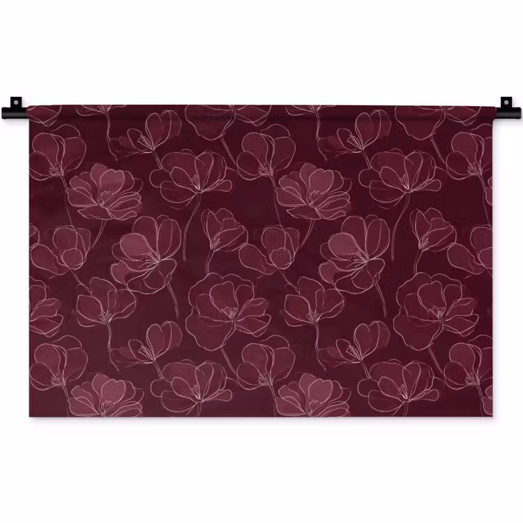 Wandkleed - Bloemen - Patroon - Bordeauxrood