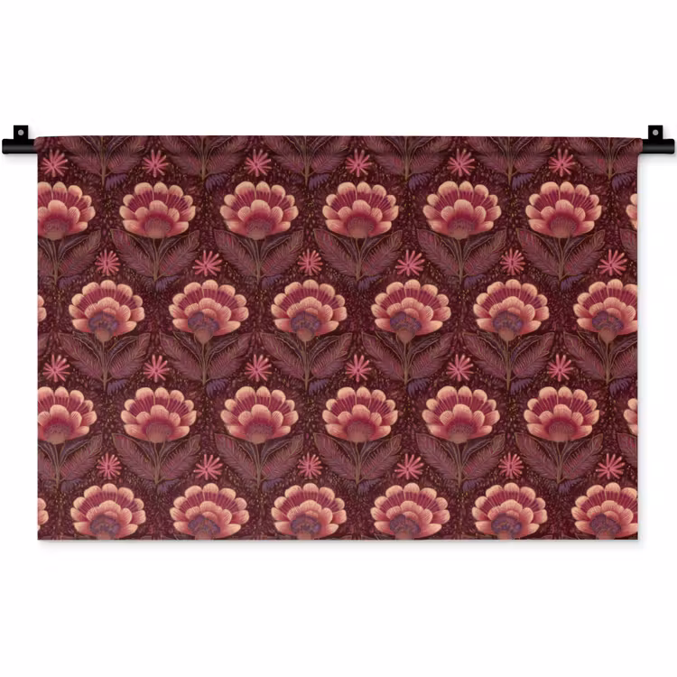 Wandkleed - Bloemen - Waaier - Paars