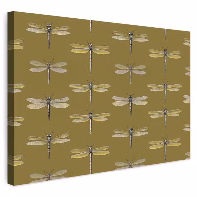 Buiten canvas - Libellen - Patroon - Groen