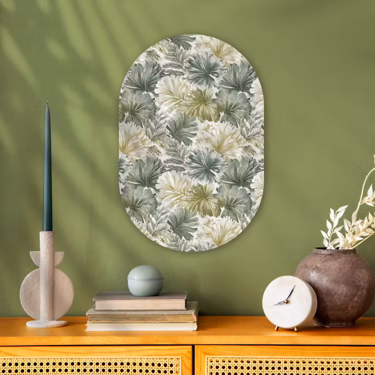 Muurovaal - Kunststof - Bladeren - Botanisch - Groen
