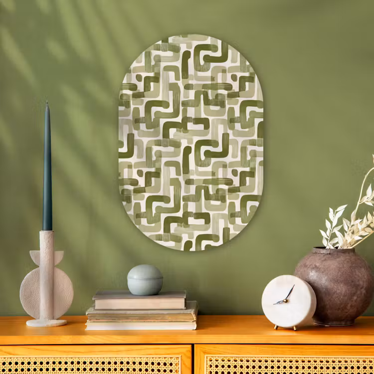 Muurovaal - Kunststof - Modern - Grafisch - Groen