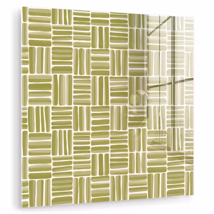 Glas schilderij - Vlecht - Patroon - Groen