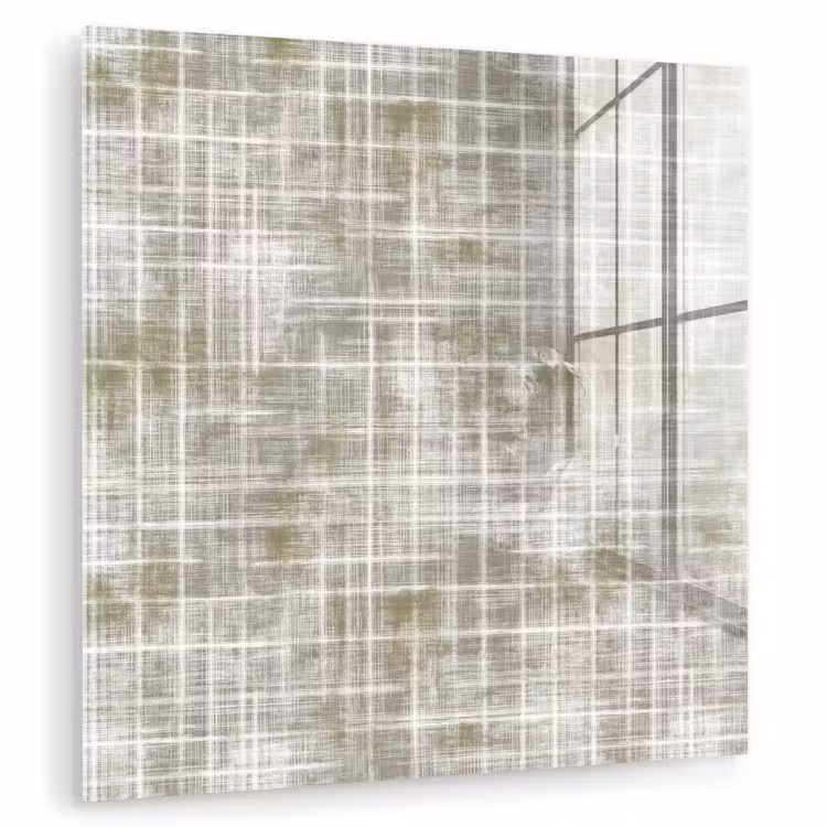 Glas schilderij - Linnen - Patroon - Groen