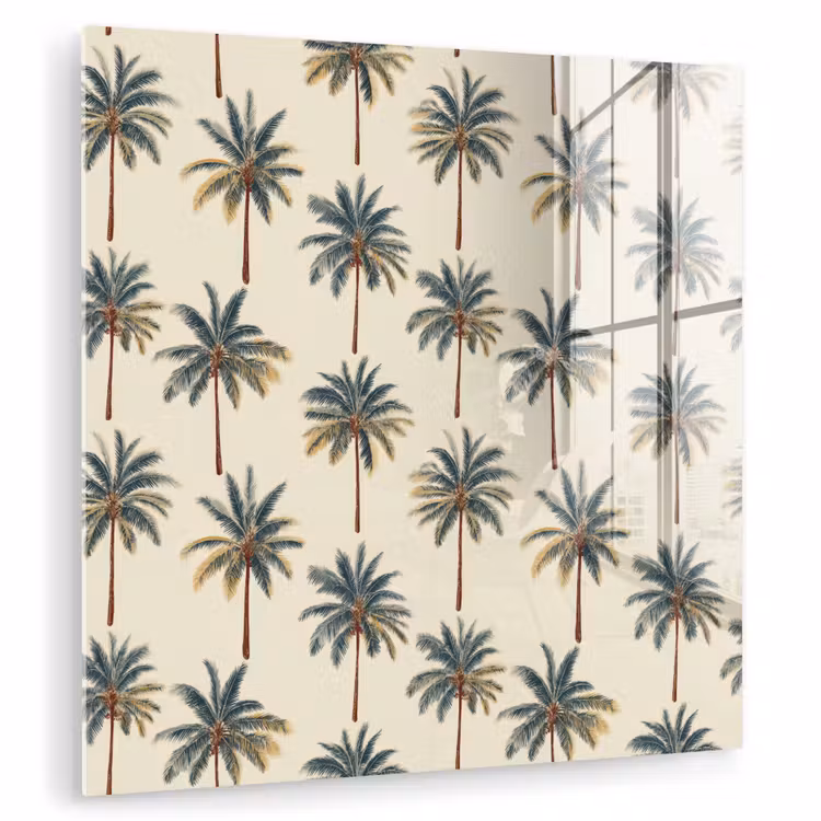 Glas schilderij - Palmbomen - Tropisch - Groen