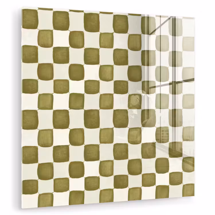 Glas schilderij - Schaak - Patroon - Groen