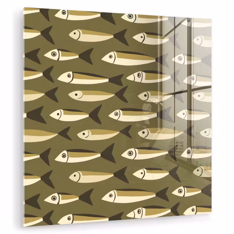 Glas schilderij - Vis - Patroon - Groen