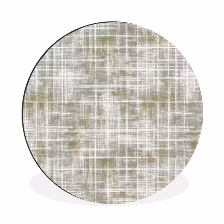 Wandcirkel - Aluminium - Linnen - Patroon - Groen