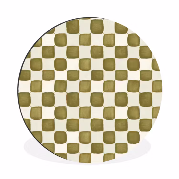 Wandcirkel - Aluminium - Schaak - Patroon - Groen