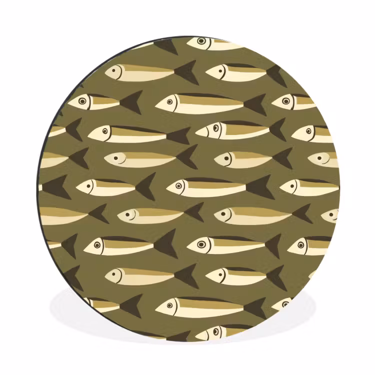 Wandcirkel - Aluminium - Vis - Patroon - Groen