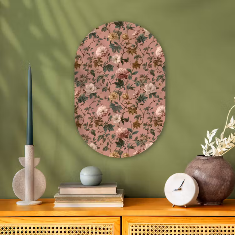 Muurovaal - Kunststof - Bloemen - Klassiek - Roze — 2