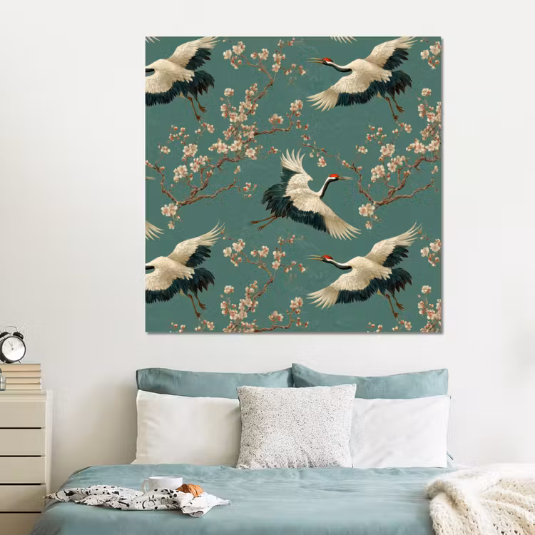 Forex - Kersenbloesem - Kraamvogels - Groen — 2