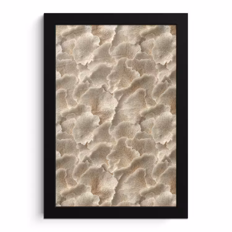 Poster met lijst - Paddenstoel Lamellen Beige