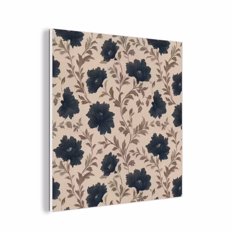 Forex - Motief - Bloemen - Zwart - Beige — 1