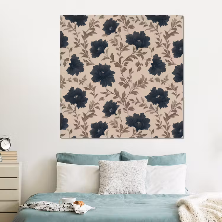 Forex - Motief - Bloemen - Zwart - Beige — 2