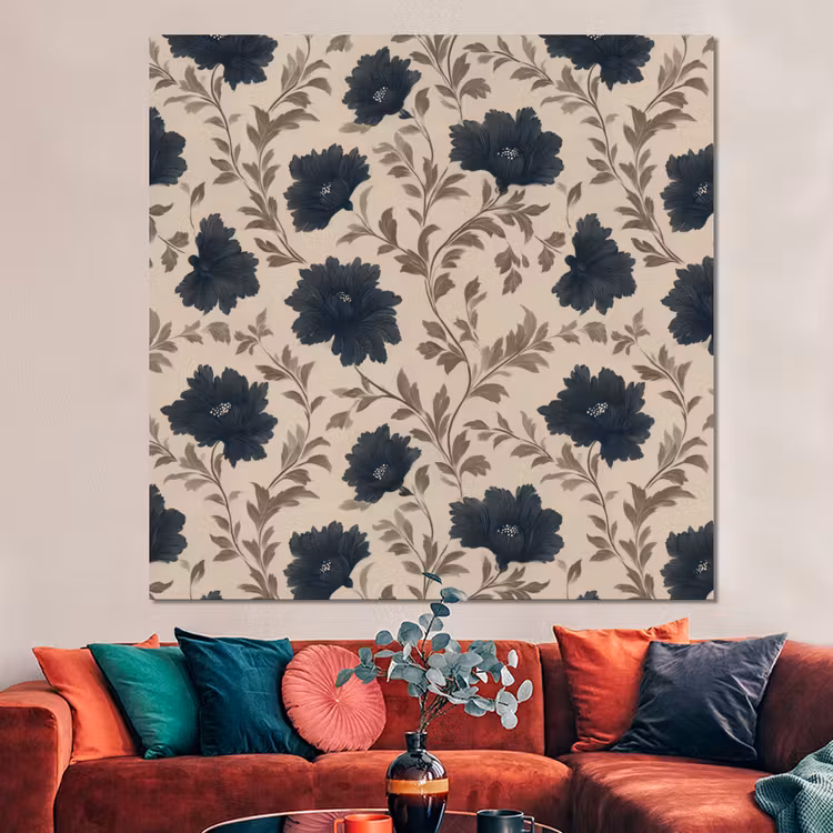 Forex - Motief - Bloemen - Zwart - Beige — 3