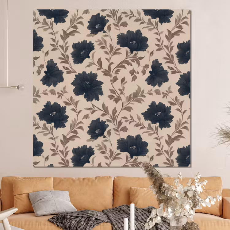 Forex - Motief - Bloemen - Zwart - Beige — 4