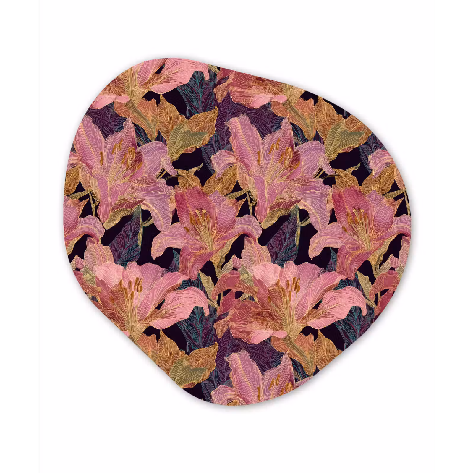Organisch schilderij - Forex - Lelies - Patroon - Roze - Goud — 1