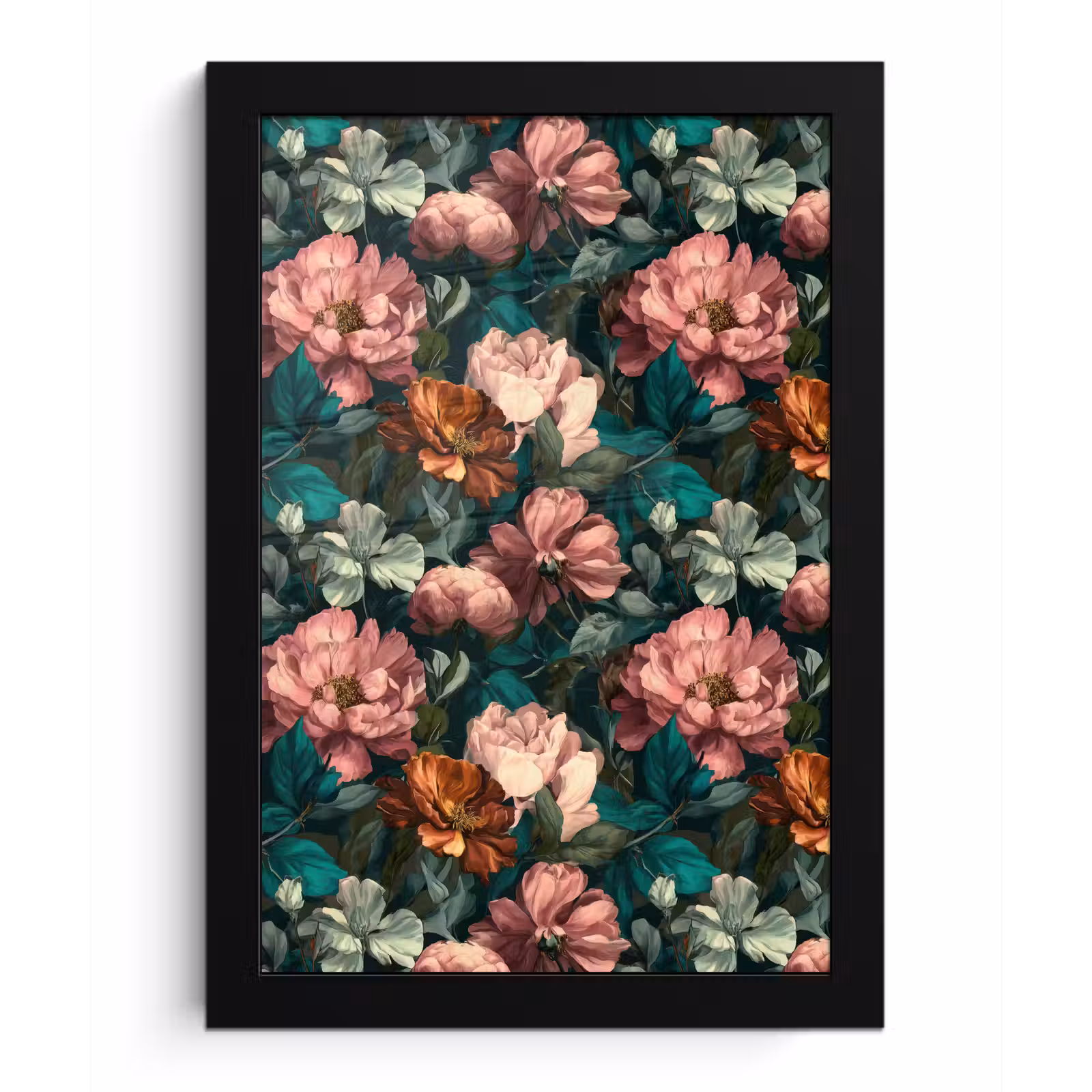 Poster met lijst - Bloemen - Schilderachtig - Patroon - Roze — 1