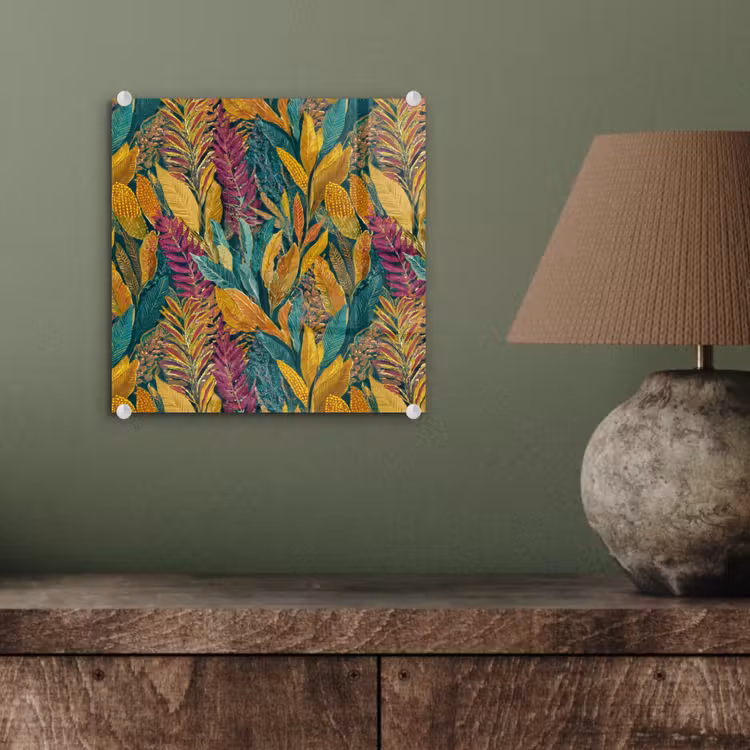 Glas schilderij - Tropische - Botanisch - Patroon - Kleurrijk - Exotisch — 4