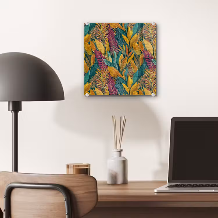 Glas schilderij - Tropische - Botanisch - Patroon - Kleurrijk - Exotisch — 7