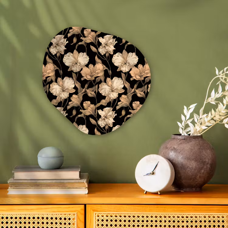 Organisch schilderij - Forex - Orchideeën - Lijntekening - Patroon - Beige - Zwart — 2