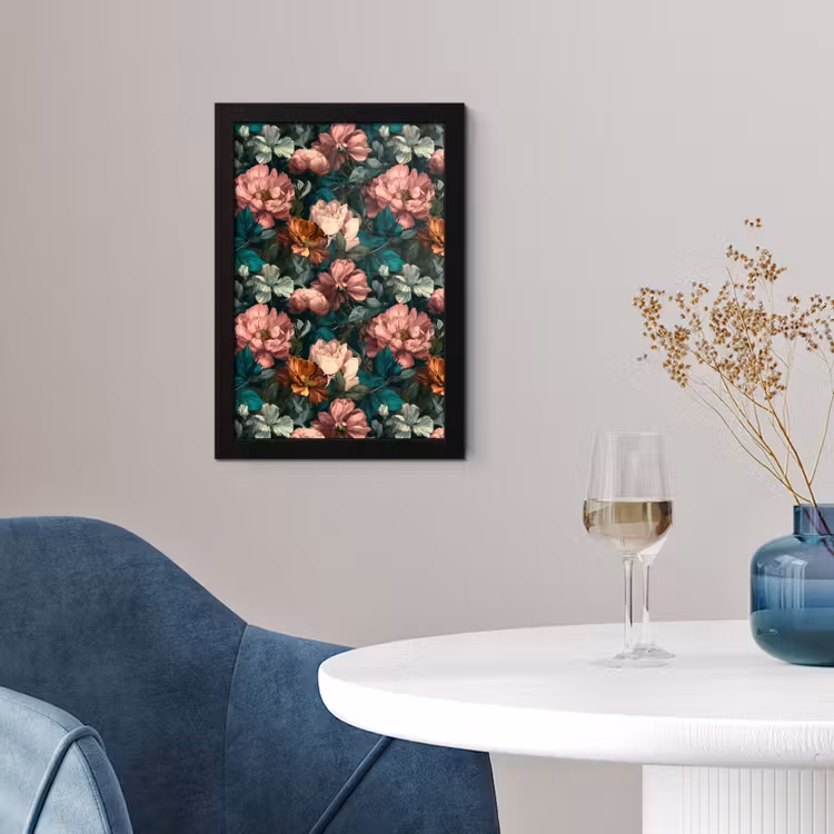 Poster met lijst - Bloemen - Schilderachtig - Patroon - Roze — 4