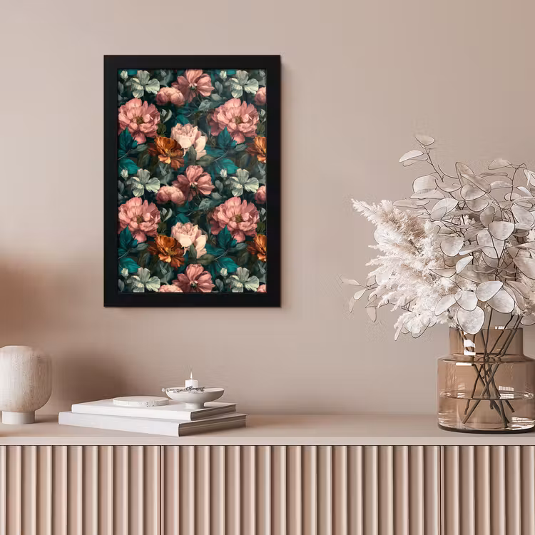 Poster met lijst - Bloemen - Schilderachtig - Patroon - Roze — 5