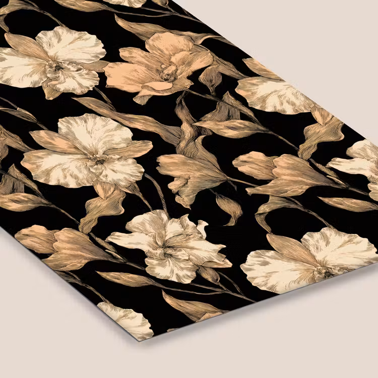 Poster met lijst - Orchideeën - Lijntekening - Patroon - Beige - Zwart — 7