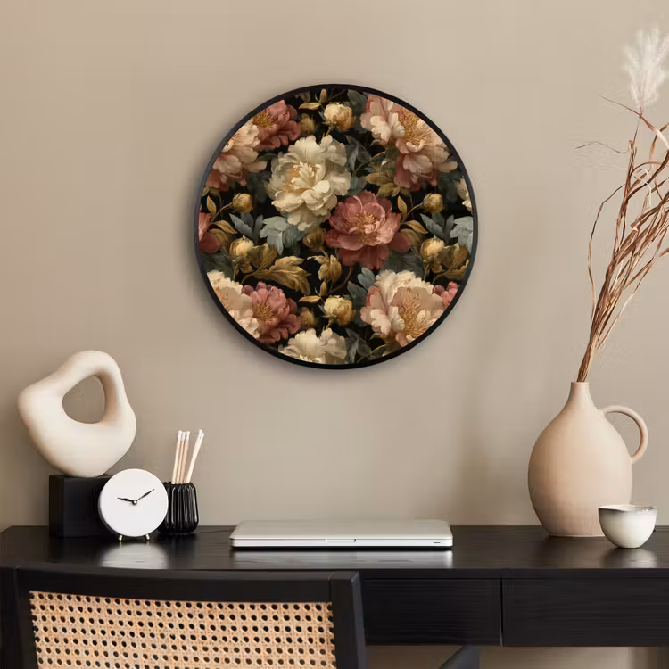 Ronde fotolijst - Bloemen - Barok - Patroon - Roze - Crème — 3