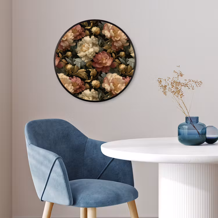 Ronde fotolijst - Bloemen - Barok - Patroon - Roze - Crème — 4