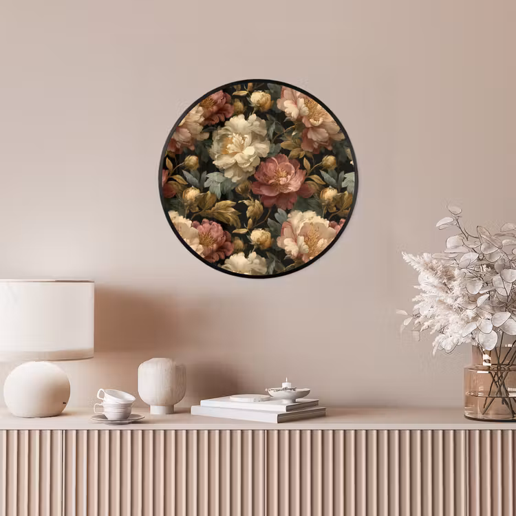 Ronde fotolijst - Bloemen - Barok - Patroon - Roze - Crème — 5