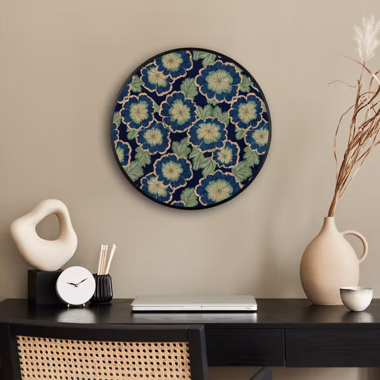 Ronde fotolijst - Bloemen - Borduurwerk - Patroon - Blauw - Groen — 3