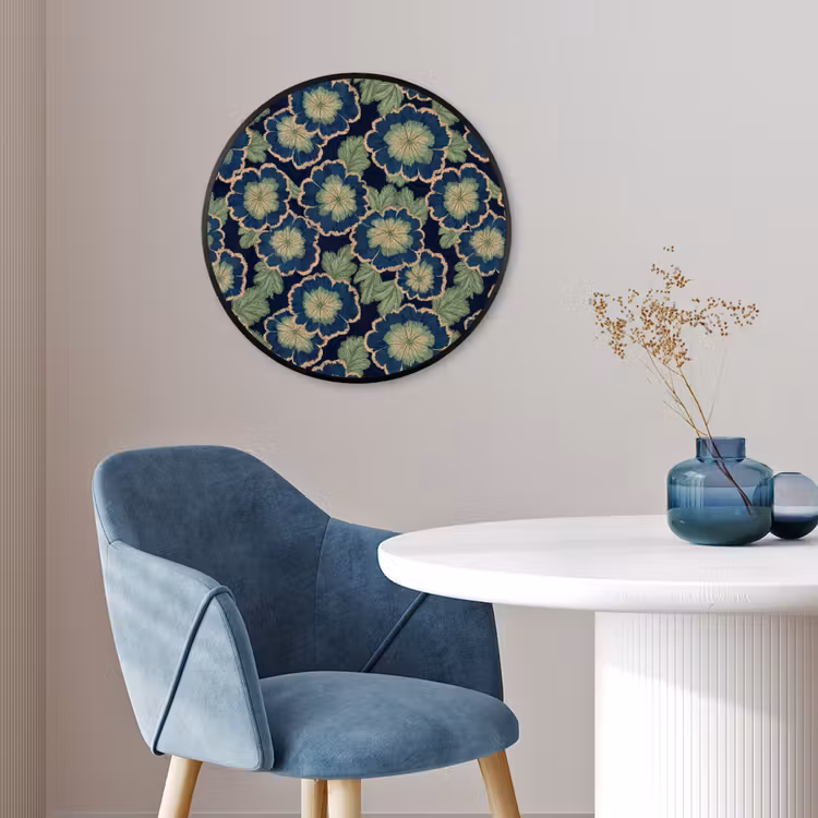 Ronde fotolijst - Bloemen - Borduurwerk - Patroon - Blauw - Groen — 4